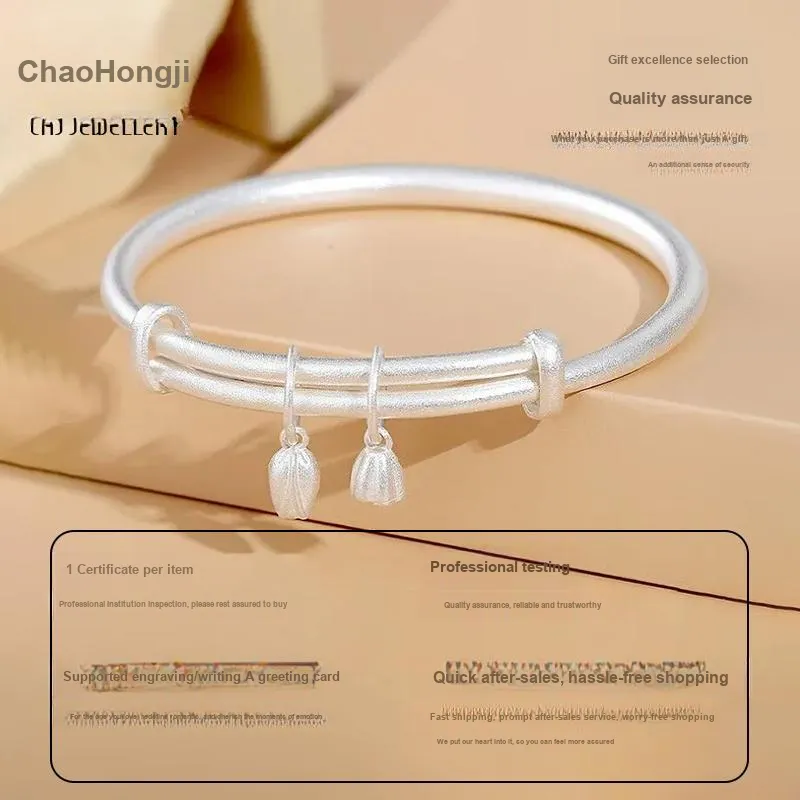 CHAOHONGJI 999 Fine Silver Bangles Women's-4