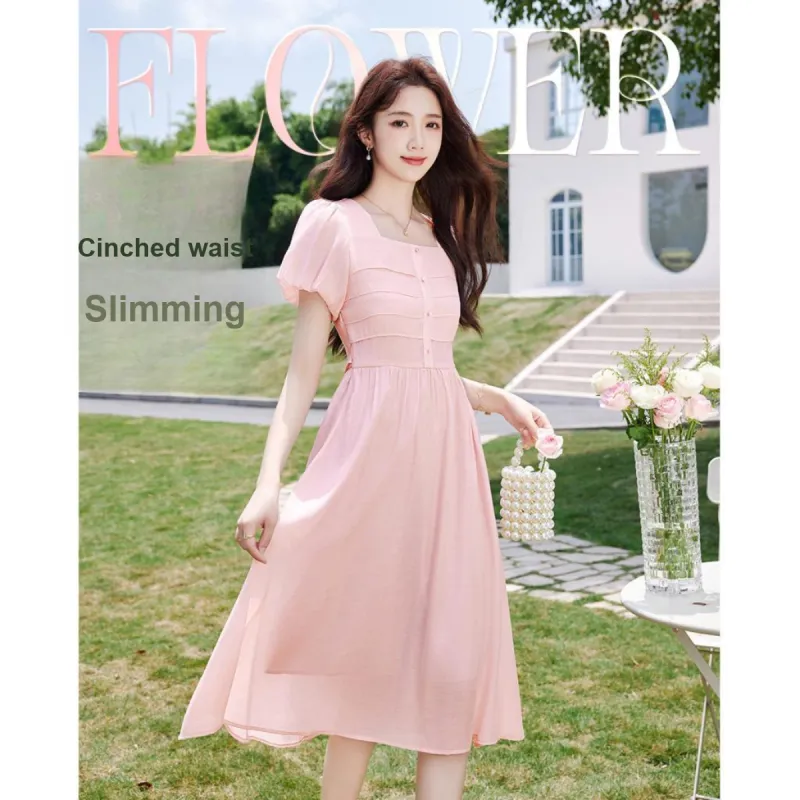 Like The Age Of Water Short Sleeved Dress Women's Pink-3