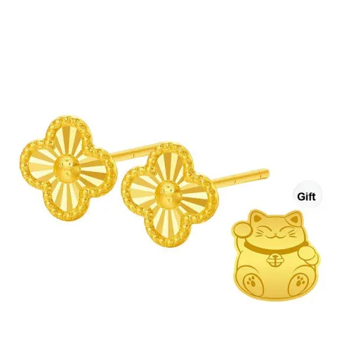 JINGUIFU 18K Gold Stud Earrings Women's