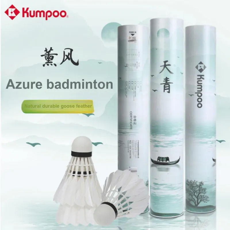 KUMPOO Azure Goose Feather Shuttlecock 6 Pack Goose Feather Everyday Shuttlecocks-2