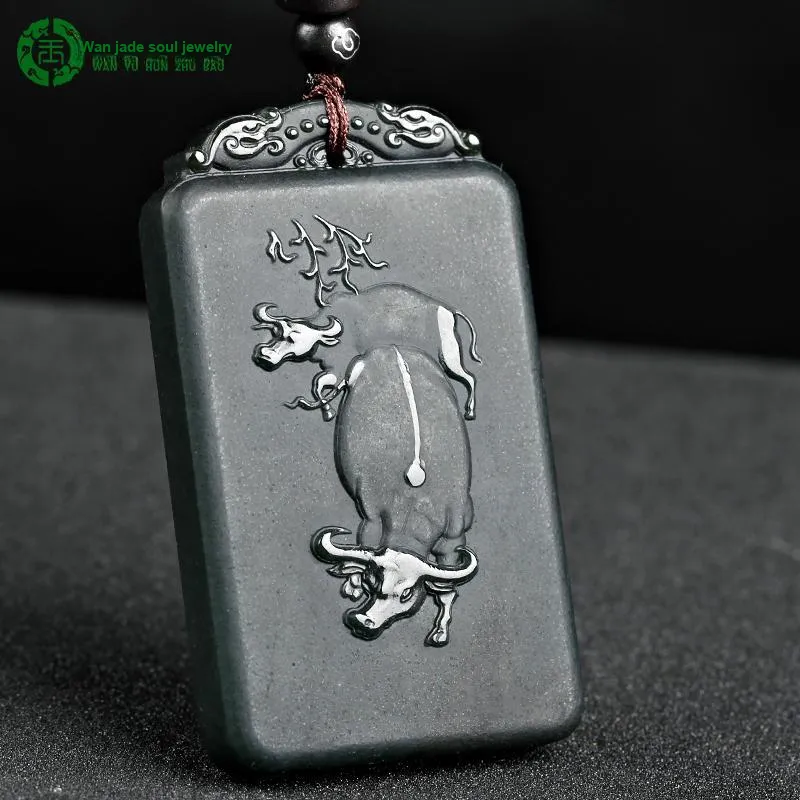 WANYUHUN Hetian Jade Pendants Green Jade Unisex-10