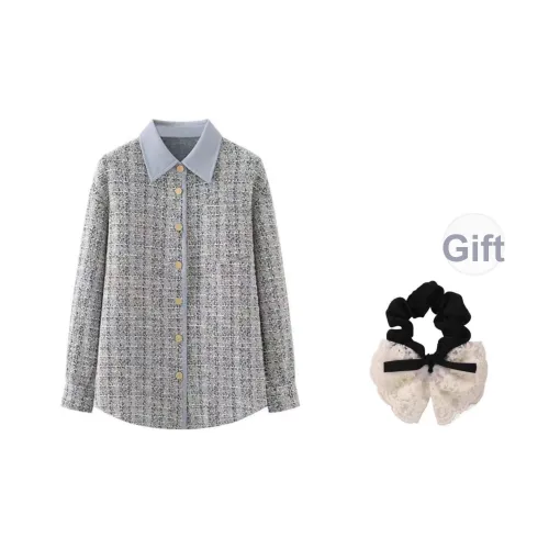 SYEEE WITH U Вересковый синий Включает резинку для волос Женские рубашки