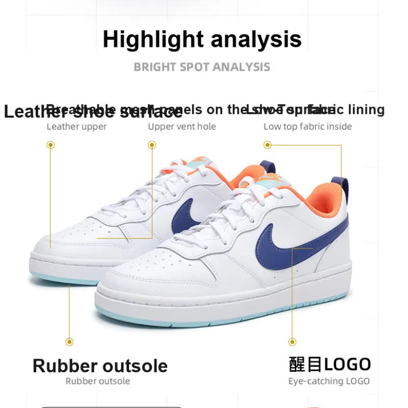 Nike Court Borough Low 2 White Navy GS-5