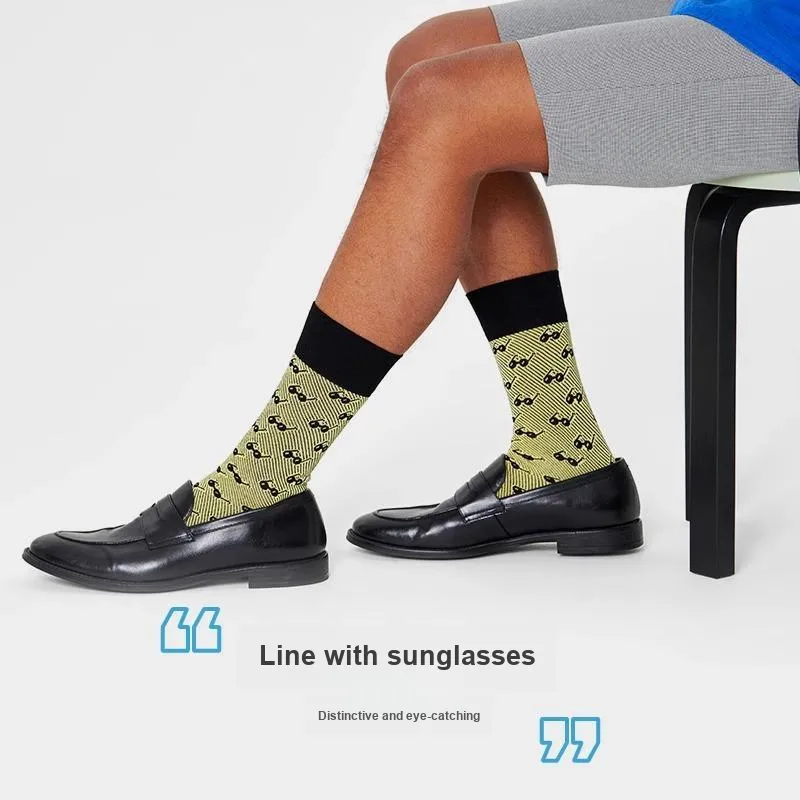 Happy Socks Mid Calf Socks Unisex 1 Pack Vintage Style Sunglasses-3