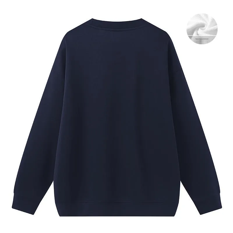 Anyveiw Crew Neck Thickened Pullover Long Sleeved Sweatshirt Unisex-24