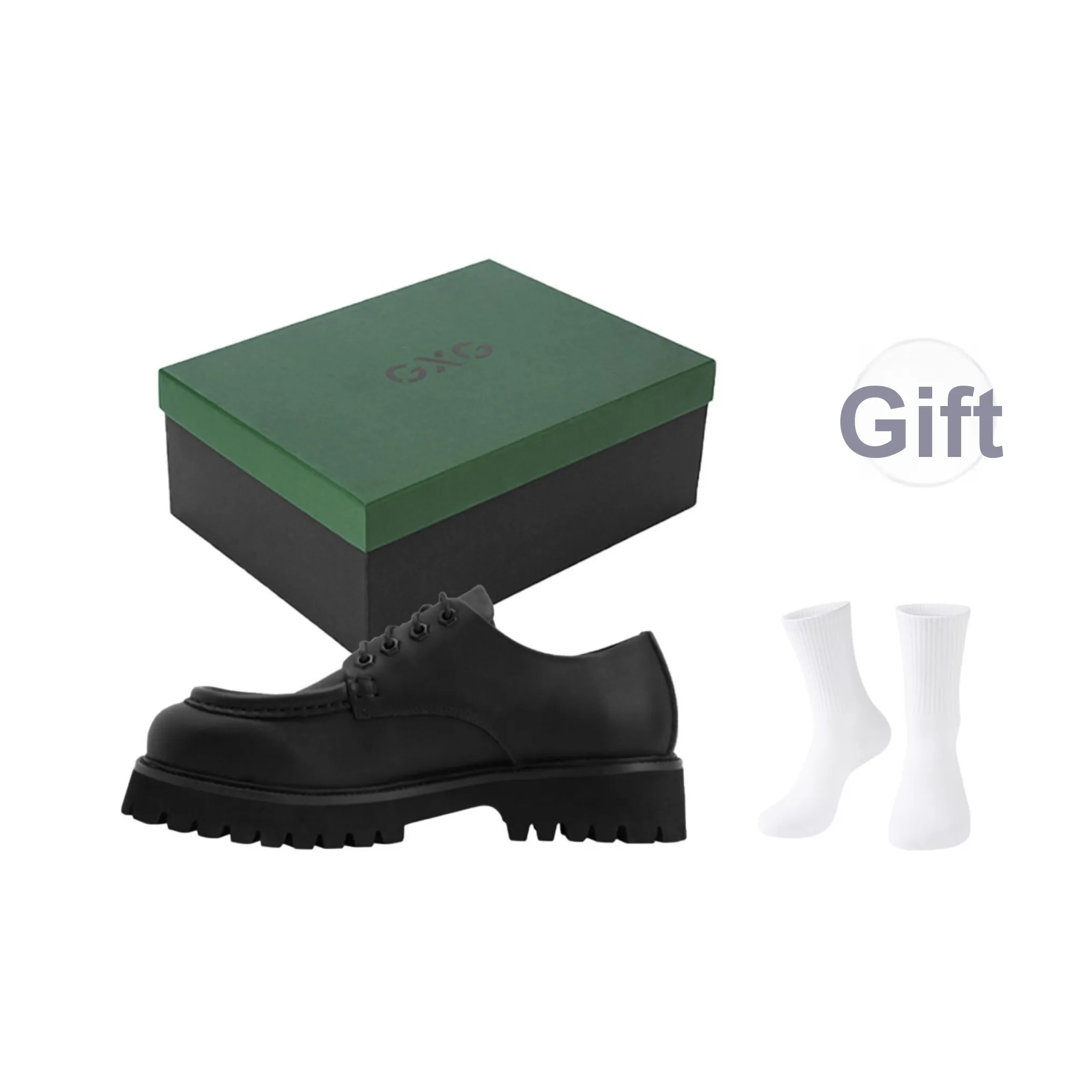 GXG Маленький Квадратный носок Derby Обувь Vintage Fashion Кэжуал Мужской Черный