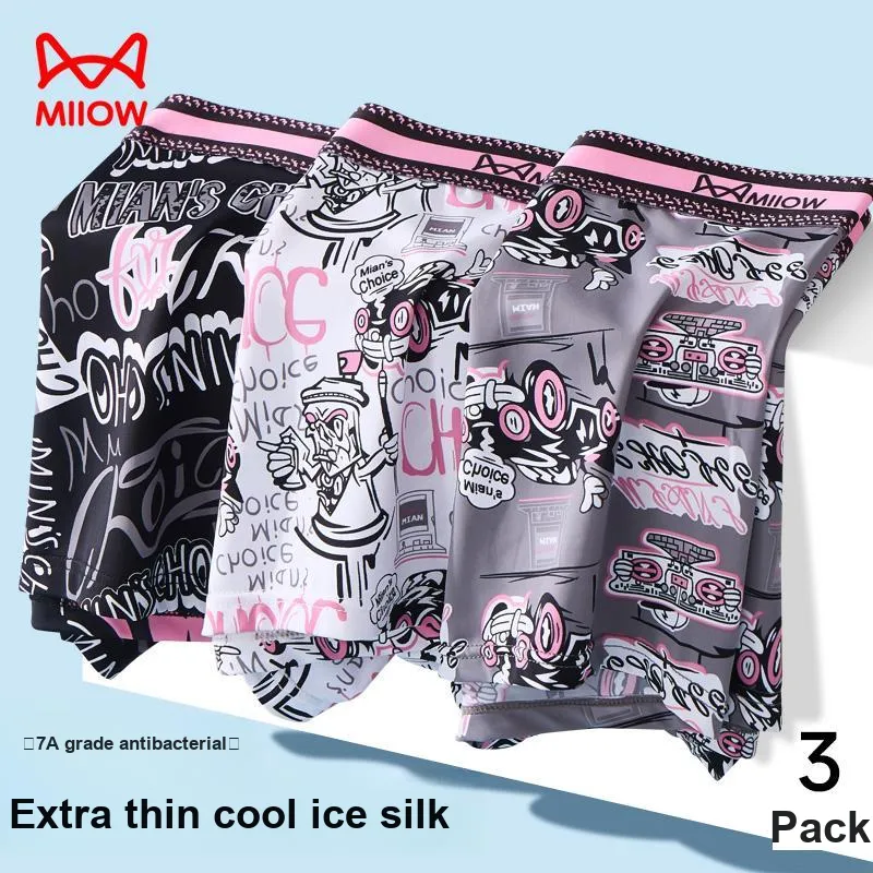 MIIOW Underpants Men's 3 Pack Trendy Black Powder-4