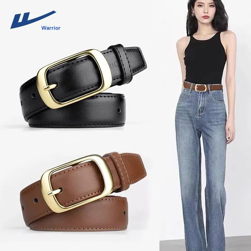 Warrior Minimalist Style Pin Buckle With Denim Belt In Casual Cinched Waist Genuine Leather Leather Belts Women's 2.8cm-1