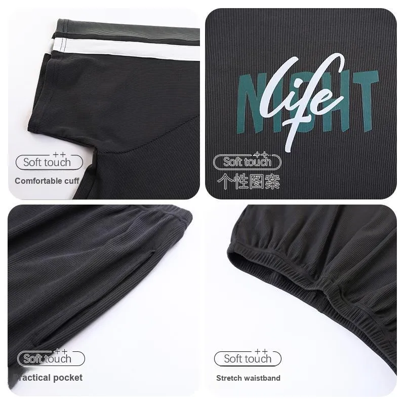 Close fitting Areas Pajama Set Men's-29