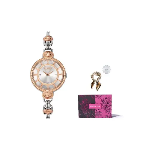 VERSUS VERSACE Наручные часы Кварцевый механизм Серебристый циферблат Женские часы Ограниченная серия Фиолетовый Подарочная коробка Розовый + Шелковый шарф