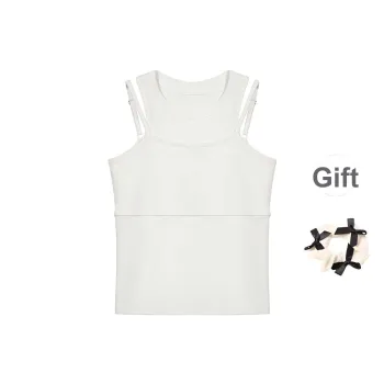 TURN UP Tank Tops Women's White+Bowknot Hair Tie Comes With