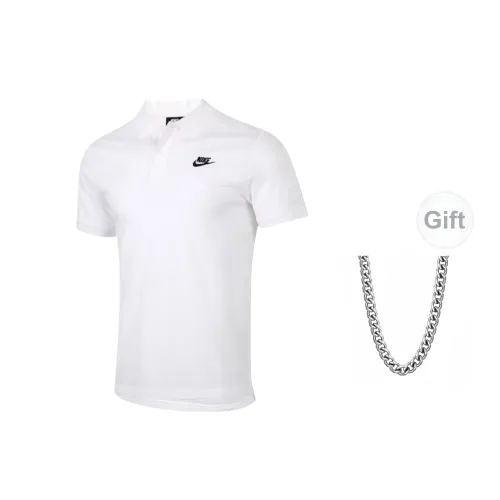 Nike Sportswear Polo Shirts Men White+Necklaces