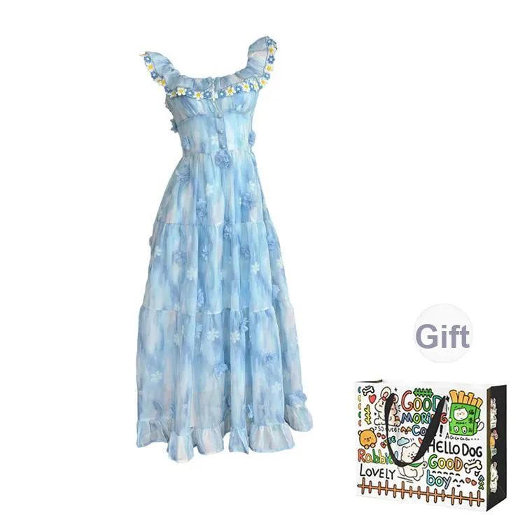 ZVJH Sleeveless Dresses Women's Blue Dress Shopping Bag