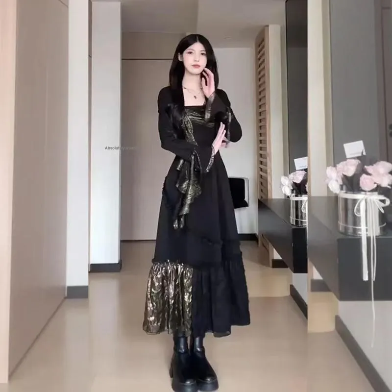 Incolore Long Sleeved Dresses Women's Black-5