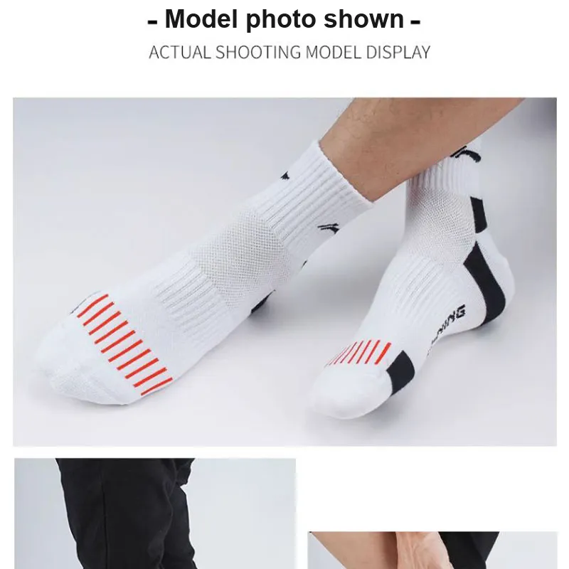 LiNing Socks Cotton Polyester Elastane Unisex 3 Pack Abrasion Resistant Breathable-6