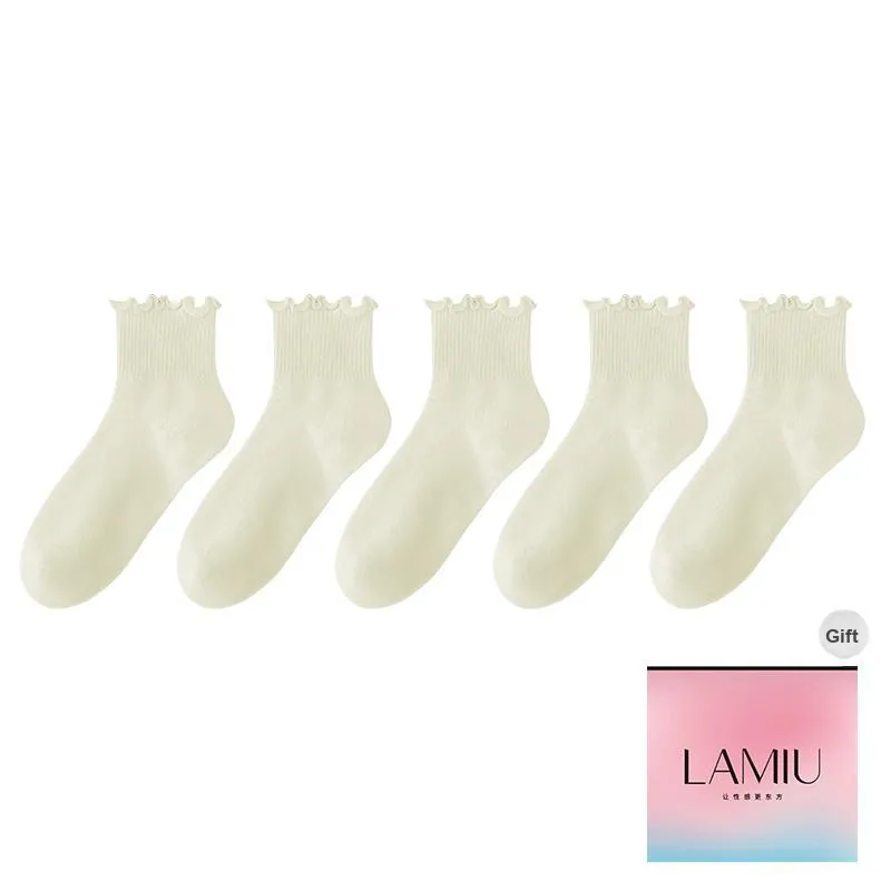 Lan Miao Mid Calf Socks Women's Shopping Bag 5 Pack-5
