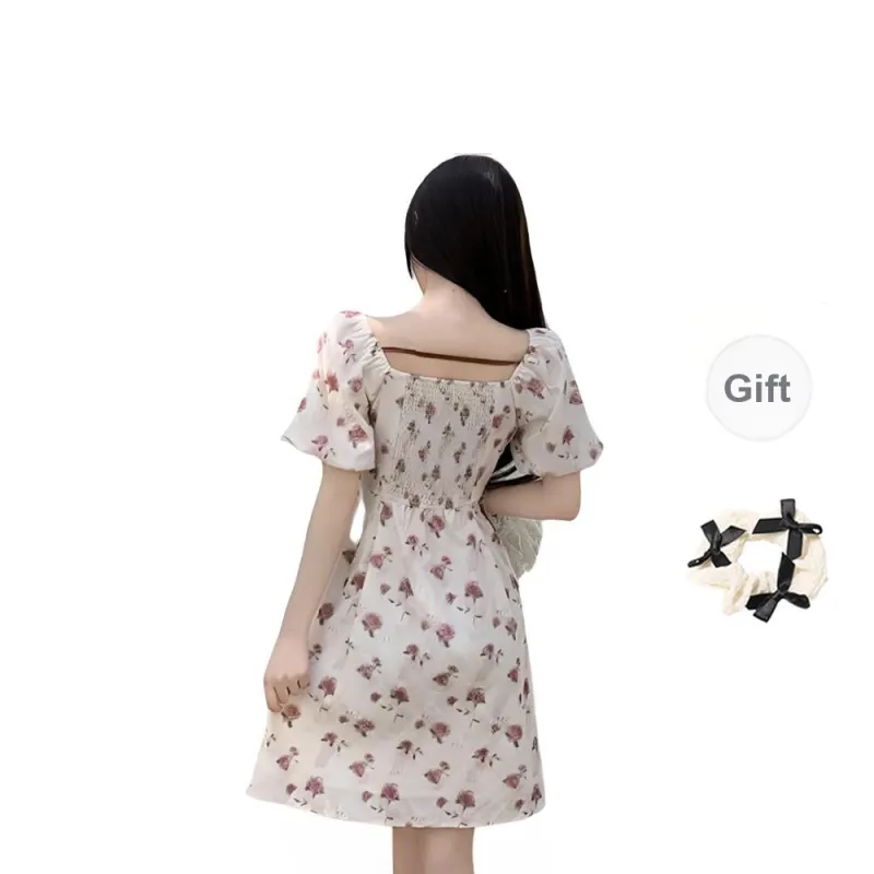 TORIGHT Short Sleeved Dress Women's Red+Bowknot Hair Tie Comes With-1