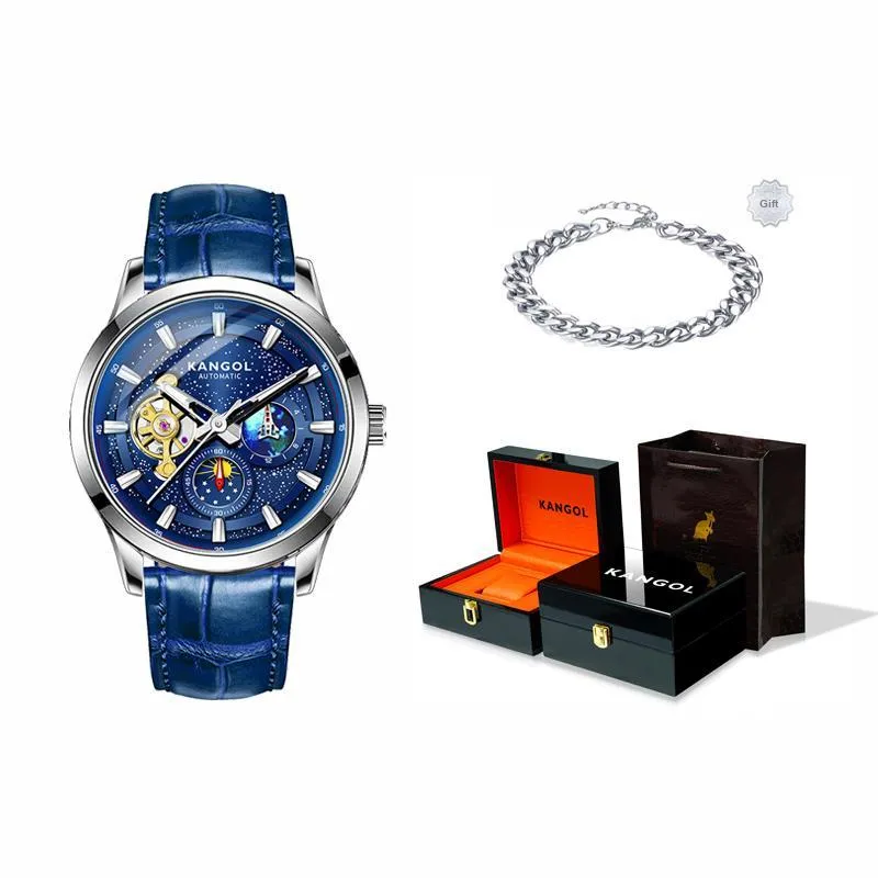 KANGOL Galaxy Xingji Automatic Mechanical Movement Watch Men's Watches Black Dial-42