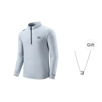 Mizuno Cashmere Sweater Men's Light Gray With Free Necklaces