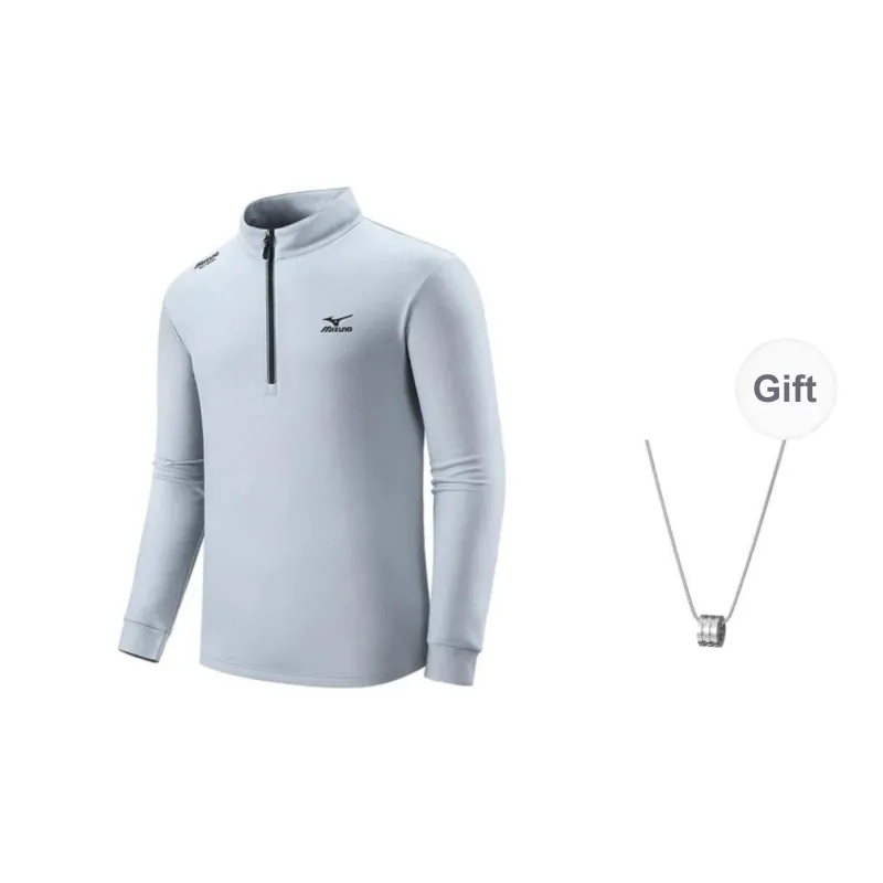 Mizuno Cashmere Sweater Men's Light Gray With Free Necklaces-0