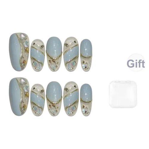 Song Biography Синий Elegance Brightening False Nail Короткий Квадрат Wa Круглый 20 мм