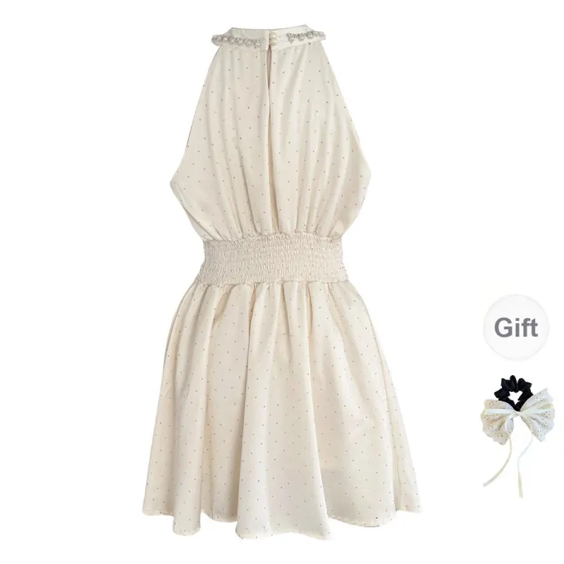 TUSHIFEI Sleeveless Dress Women's Champagne+Hair Tie Comes With-1