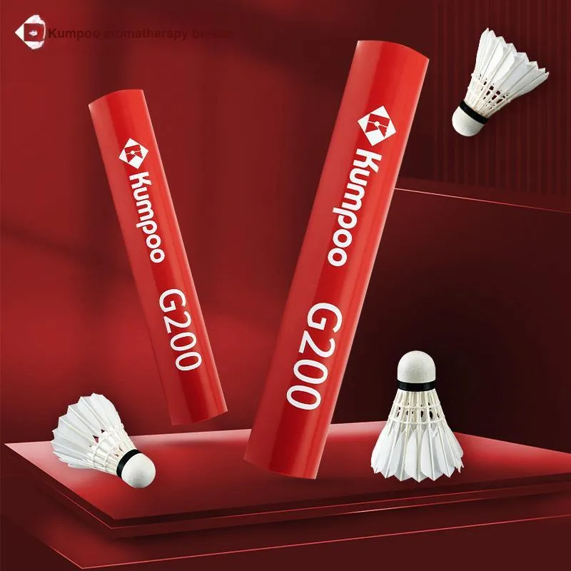 KUMPOO Red Lavender G200 12 Pack Goose Feather Competition Club Training Exclusive Shuttlecocks-3