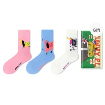 PL Mid Calf Socks Unisex Shopping Bag 3 Pack Mixed Color