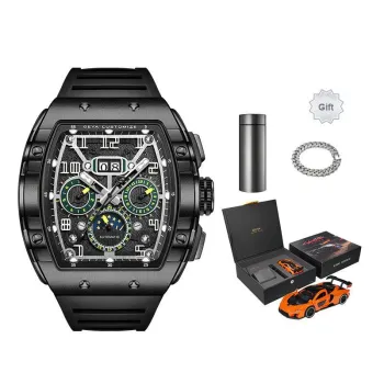 GEYA Automatic Mechanical Movement Silicone Strap Watch Men's Watches Cut Out Dial