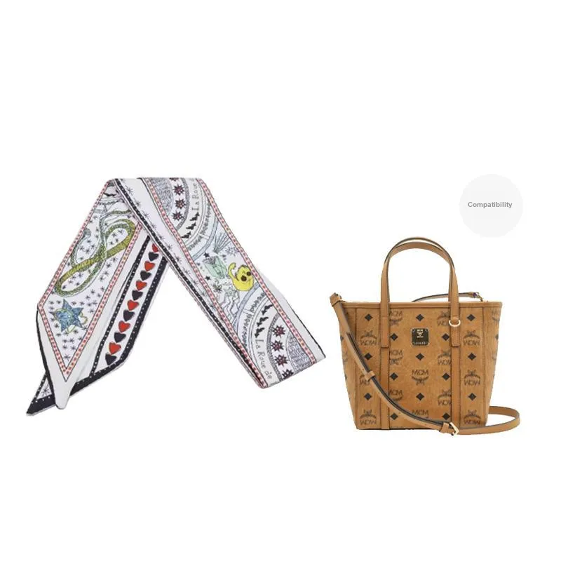 Fabric Silk Scarf Bag Strap Women's Multicolor-9