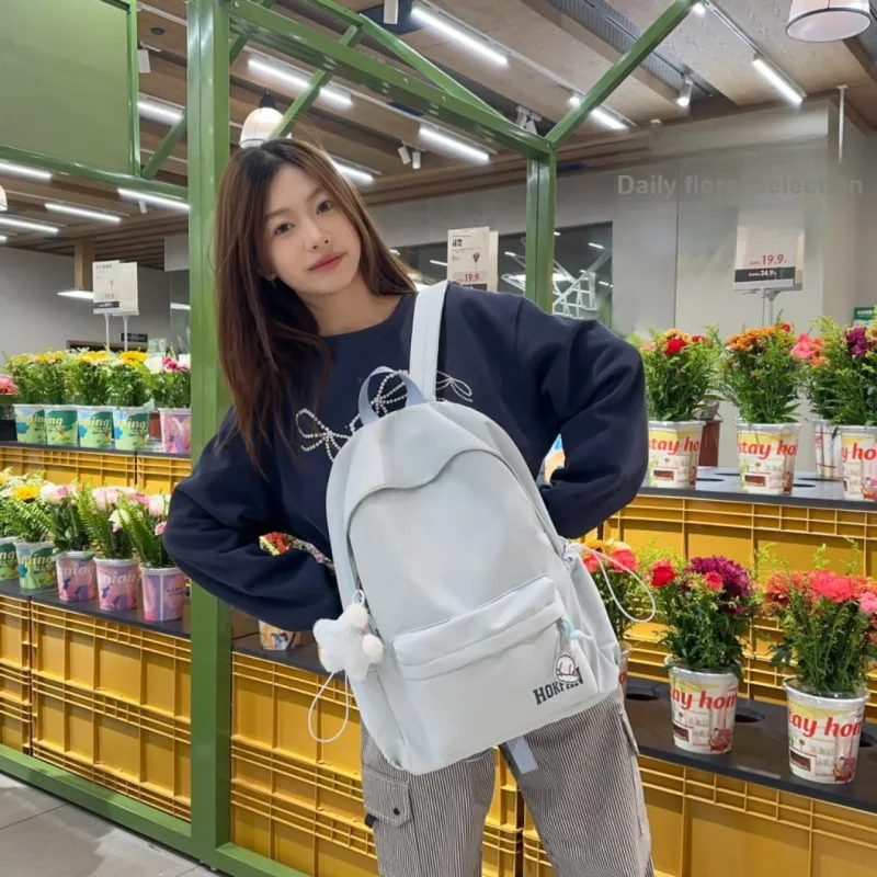 AIBAG Nylon Backpack Unisex Purple/Blue/Pink/Red/Black/White-4