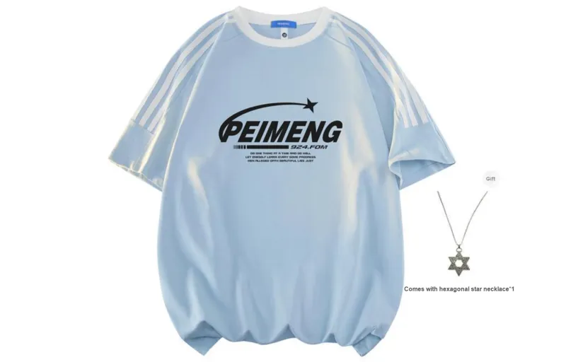 PEIMENG Short Sleeved T Shirts Unisex Comes With Necklace-27