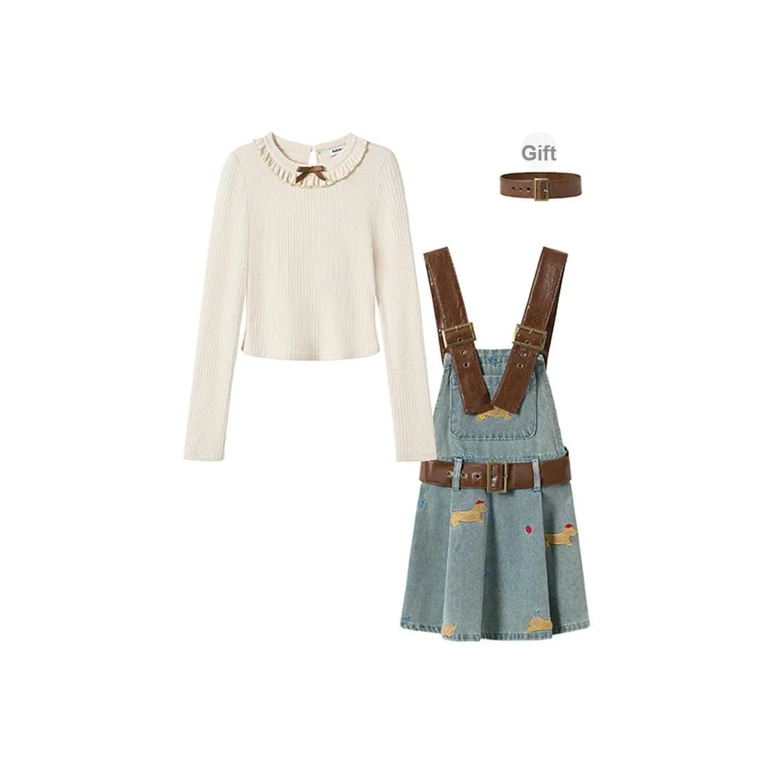 FABRIC PIG Комплект с юбкой Женские Синий Абрикос