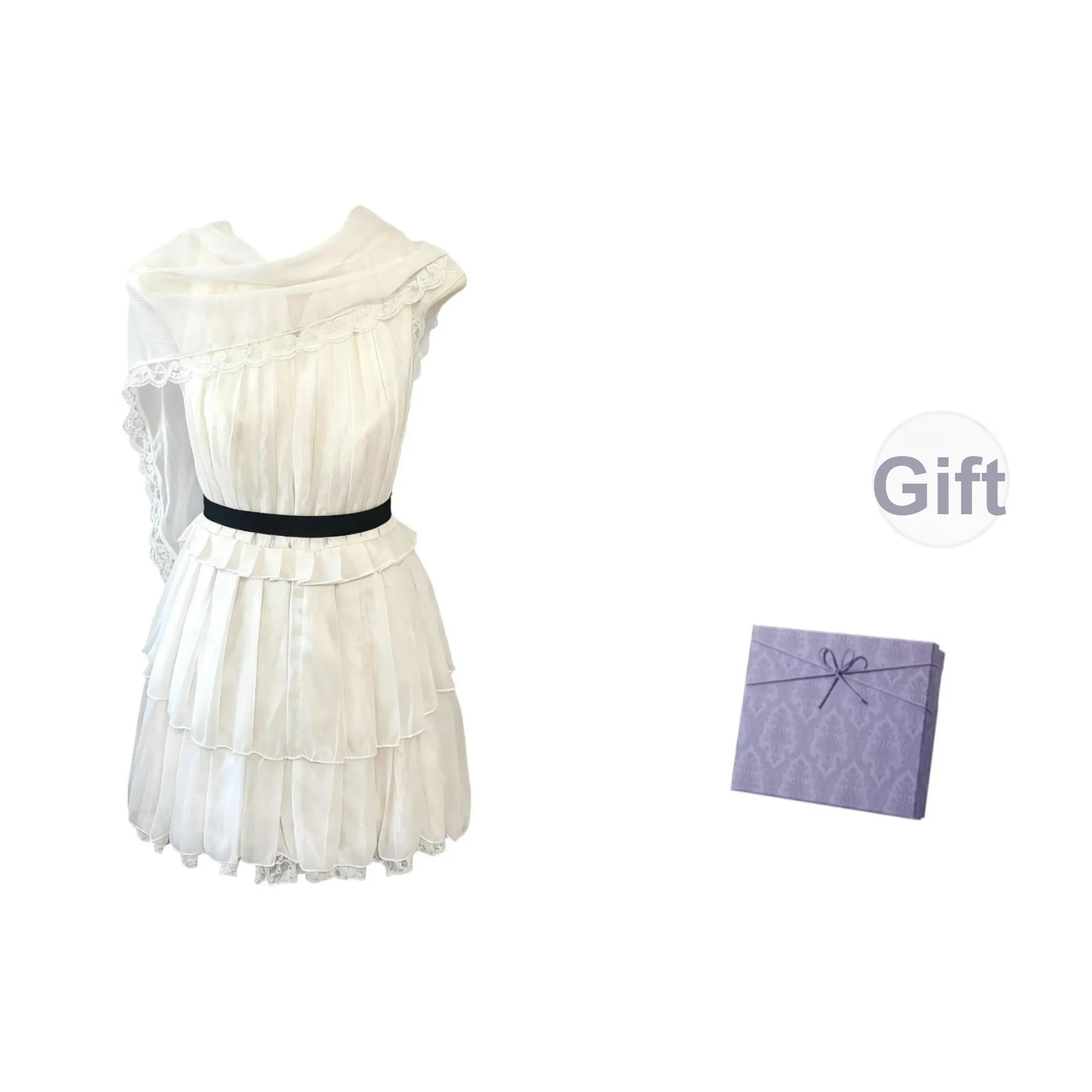 DITB Лебединое Белое Женское Платье Без Рукавов