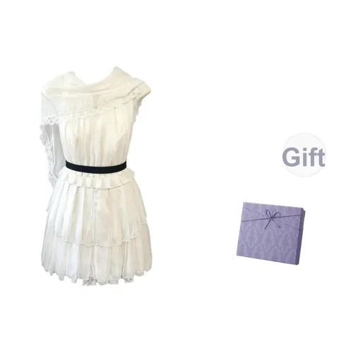 DITB Лебединое Белое Женское Платье Без Рукавов