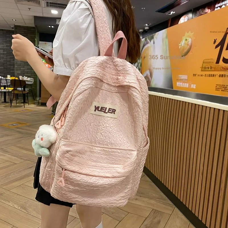 OUZIHUANG Nylon Backpack Large Size Unisex Black/White/Yellow/Green/Pink/Blue-20