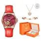 Red Leather Rose Case Red Dial