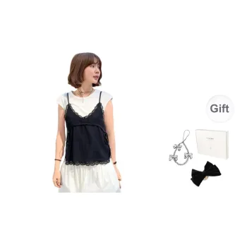 Fstudio Korean Style Petite Lace Trim Camisole Layered Casual Suit Women's
