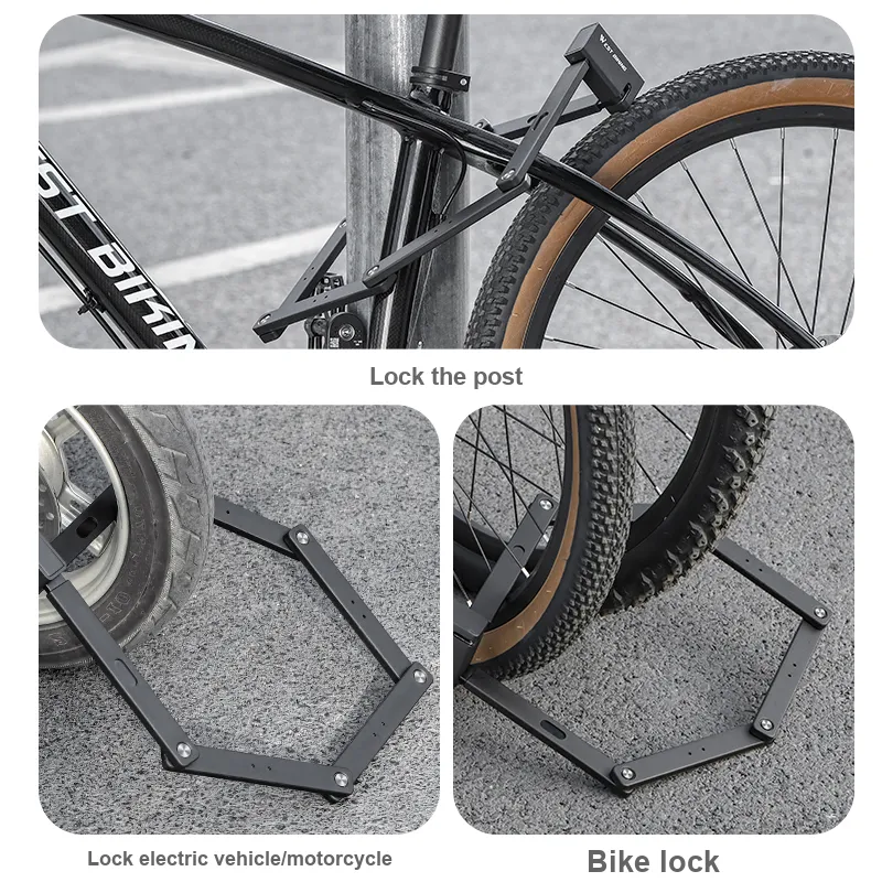 WEST BIKING Bicycle Locks Folding Lock-3