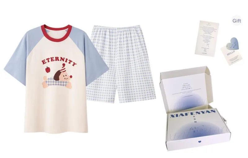 XIAFENYAN Pajama Set Unisex Blue-15