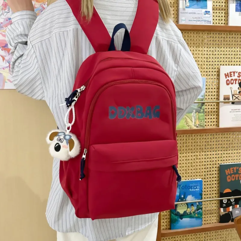 Meow In The Grass Polyester Backpack Unisex Red/Black/Yellow/Dark Blue-1