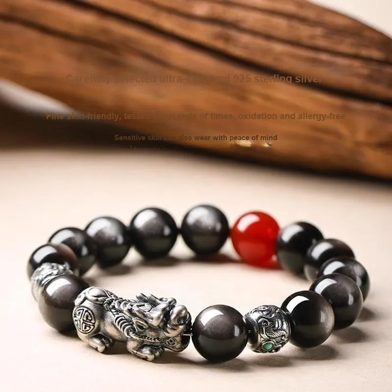ZHIZUO Natural Obsidian Bracelets Unisex-4