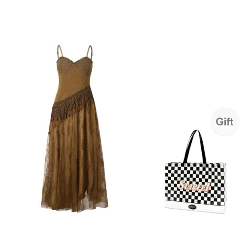 STARFEI Slip Dress Women's Vintage Brown