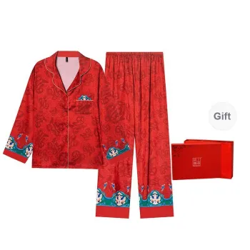Shanghai Story Pajama Set Women's Gift Box Set Red Fortune Blue Waves