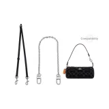 1.1 Black with Silver Buckle Adjustable Shoulder Strap 90-120cm+Silver Decorative Chain 40cm