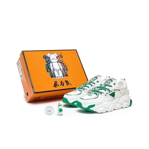 Violentbear Шокабассеры Устойчивые к истиранию Низкий топ Толстая подошва Кроссовки Унисекс Белый Зеленый