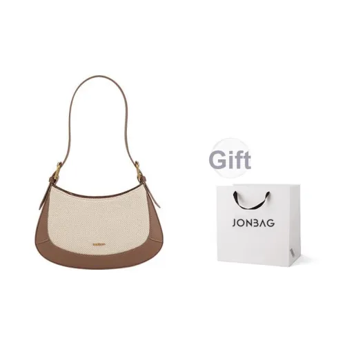 JONBAG Ткань Полумесяц Сумка через плечо Портативная Сумка на плечо Маленькая Женская Белая и Коричневая Ореховая