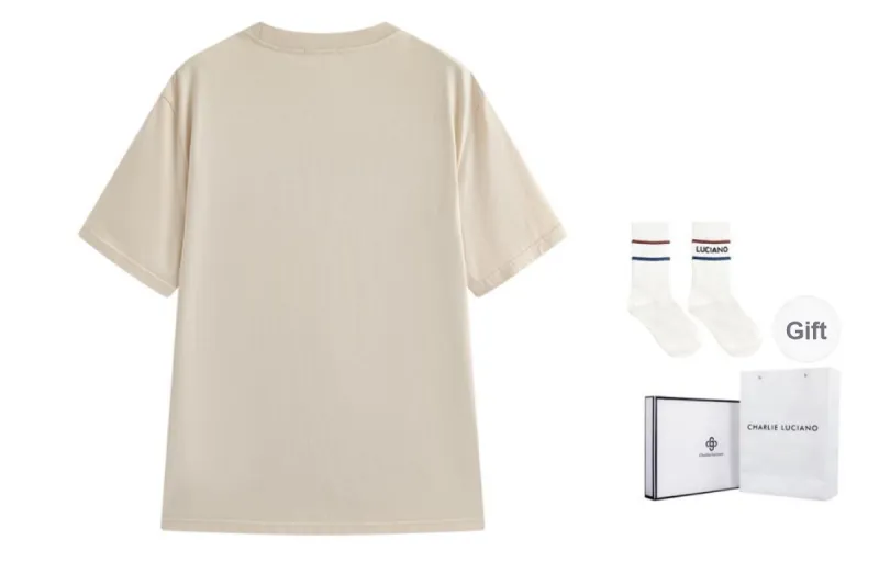 Charlie Luciano T Shirts Unisex Khaki Box+Socks-1