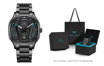 Welly Merck Mechanical Movement Stainless Steel Strap Watch Men's Watches Cut Out Dial