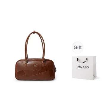 JONBAG Synthetic Leather Boston Bag, Shoulder Bag Tubas Women's Coffee/White